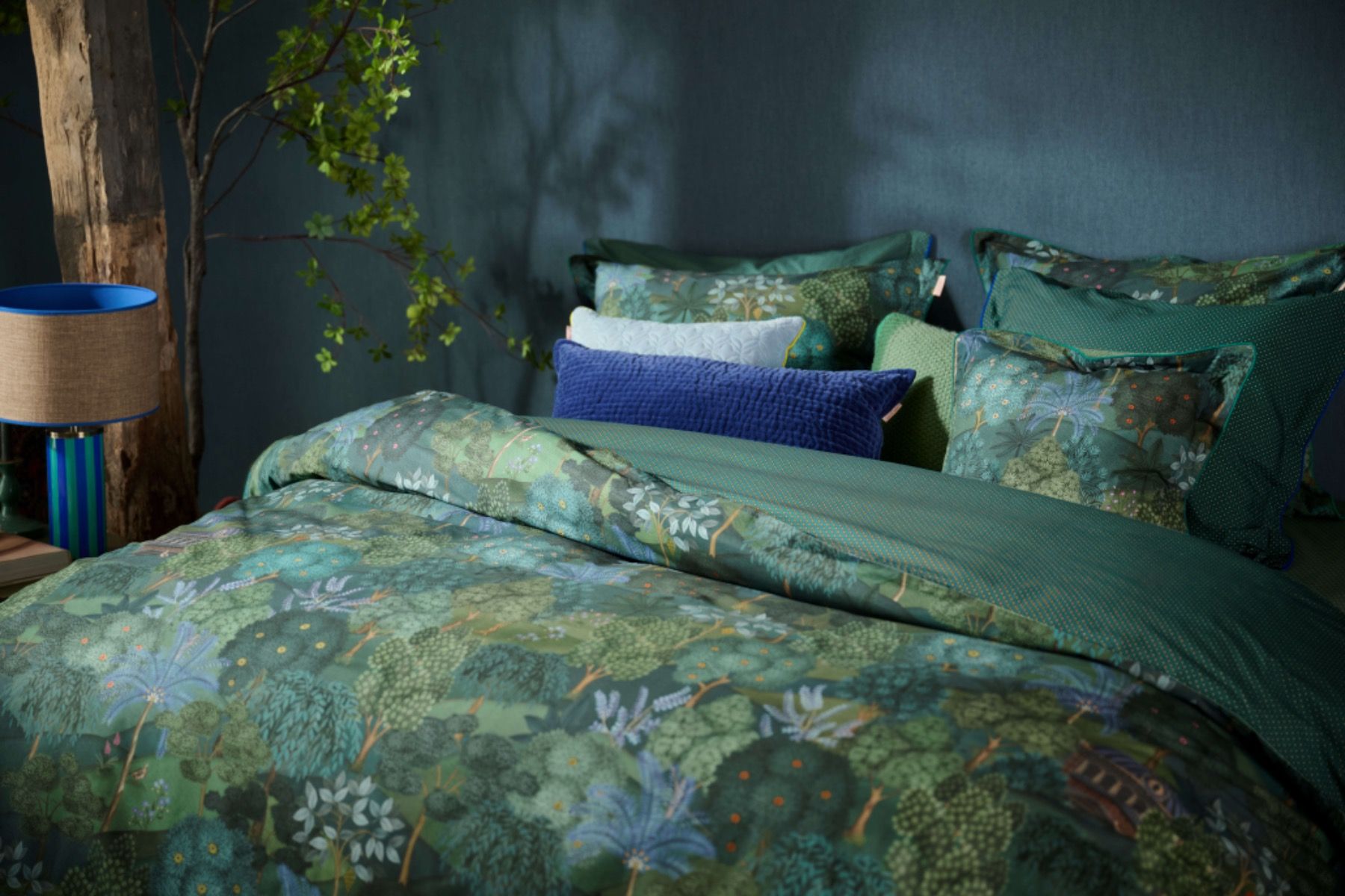 Carré Coussins Décoratifs Jardin de Noche Bleu Foncé