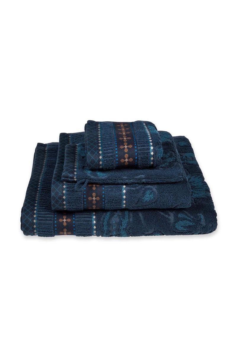 Large Bath Towel Jasmin Jacquard Dark Blue 70x140cm