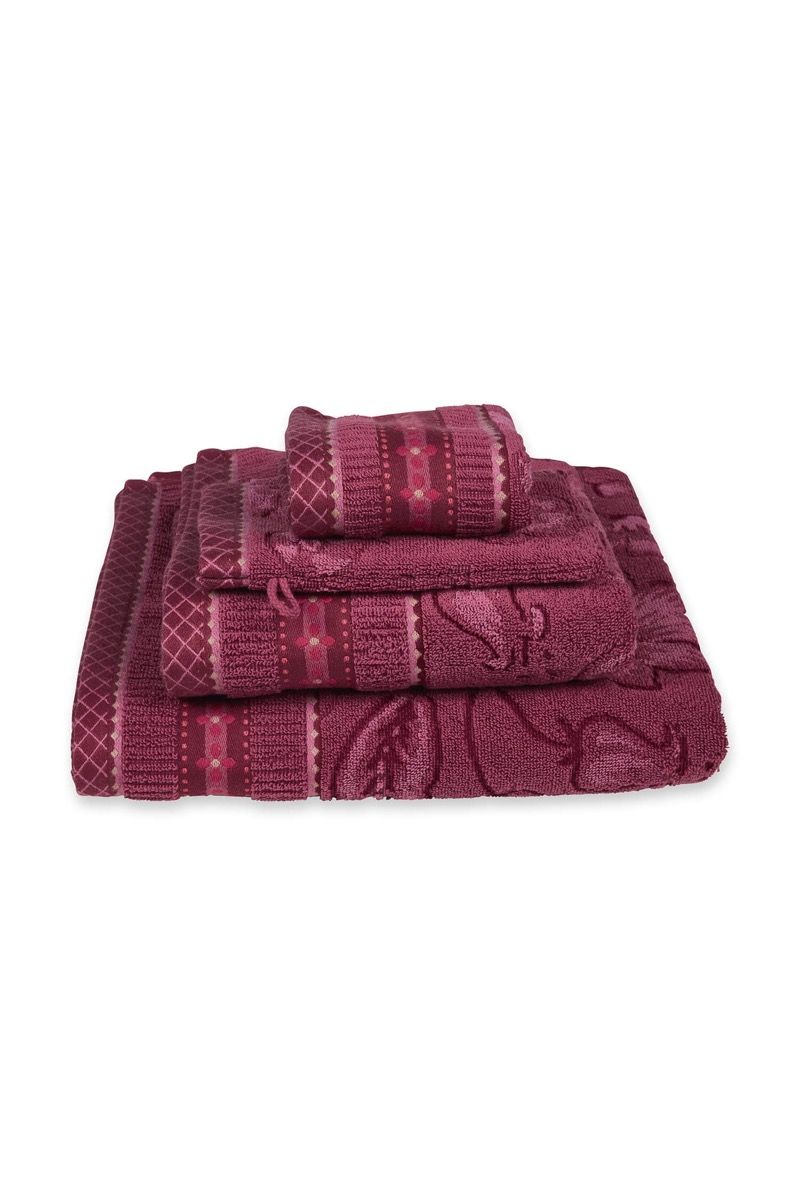 Large Bath Towel Jasmin Jacquard Dark Pink 70x140cm