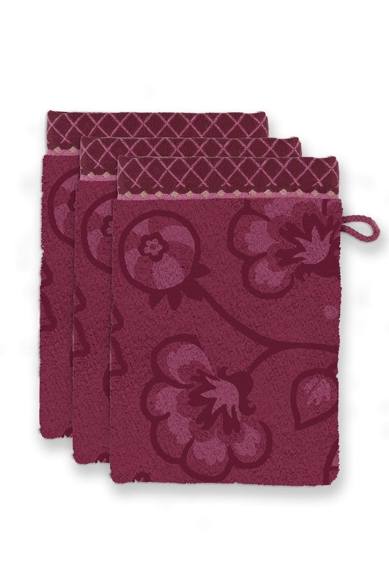 Washcloth Set/3 Jasmin Jacquard Dark Pink 16x22cm