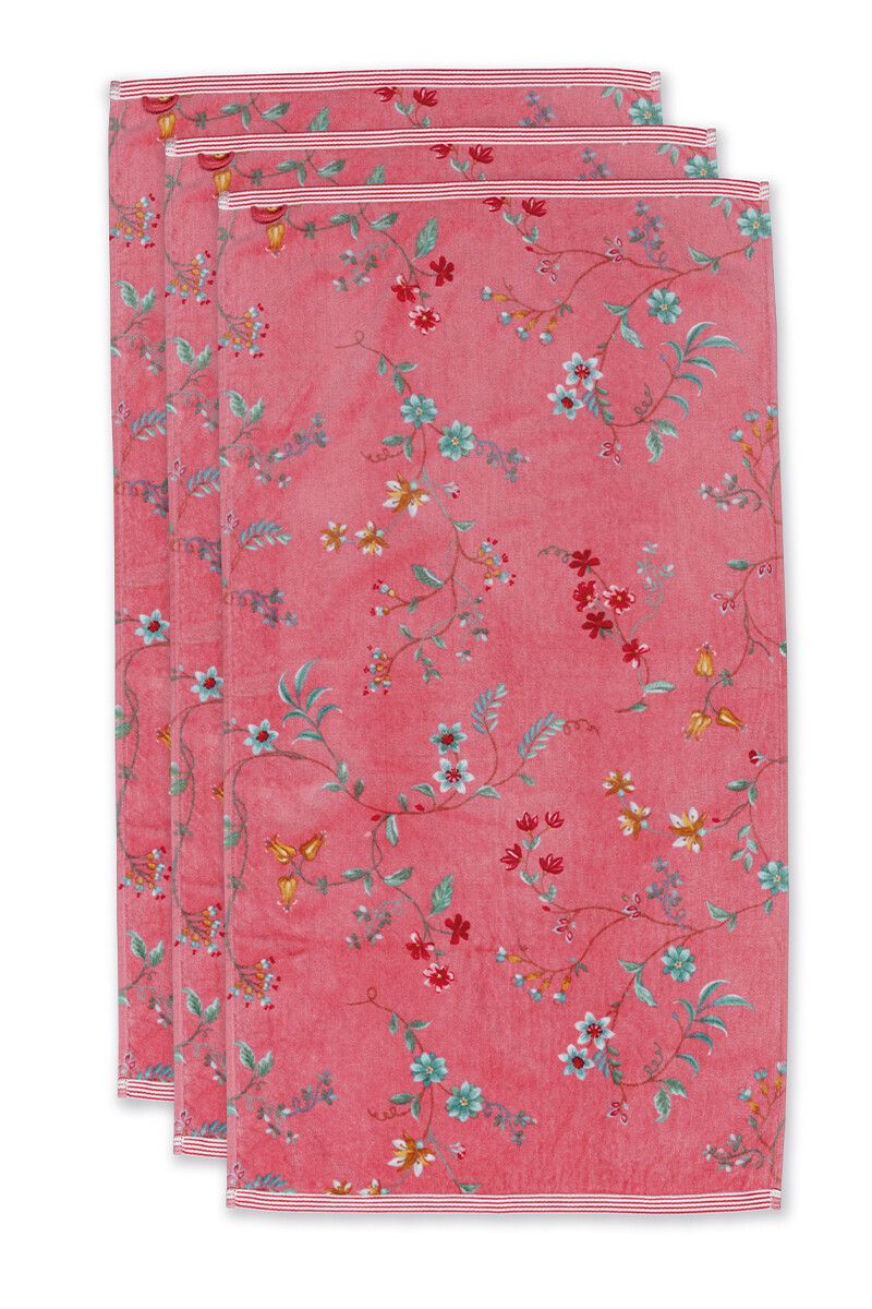 Bath Towel Set/3 Les Fleurs Pink 55x100 cm