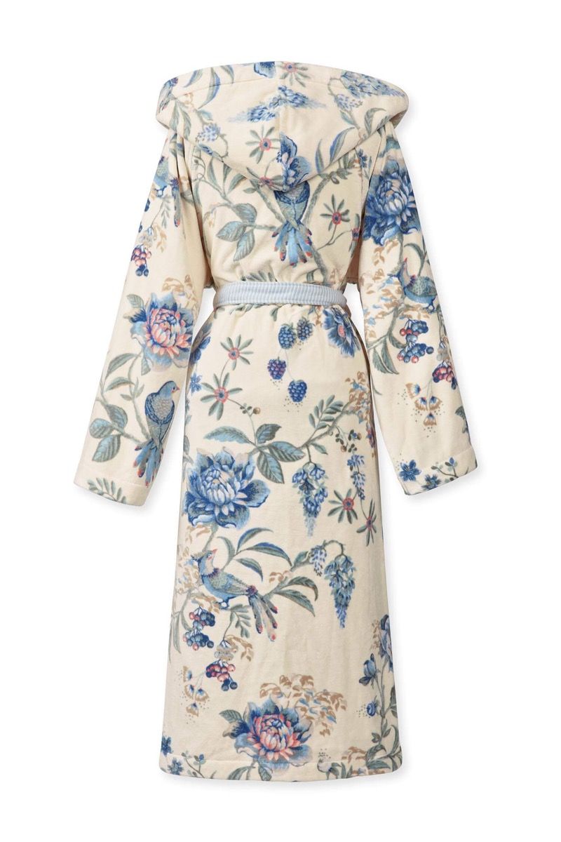 Bathrobe Secret Garden White/Blue