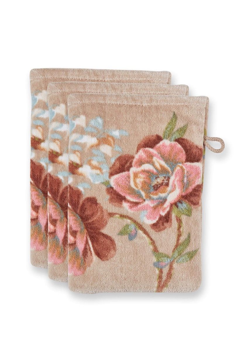 Washcloth Set/3 Secret Garden Khaki 16x22cm