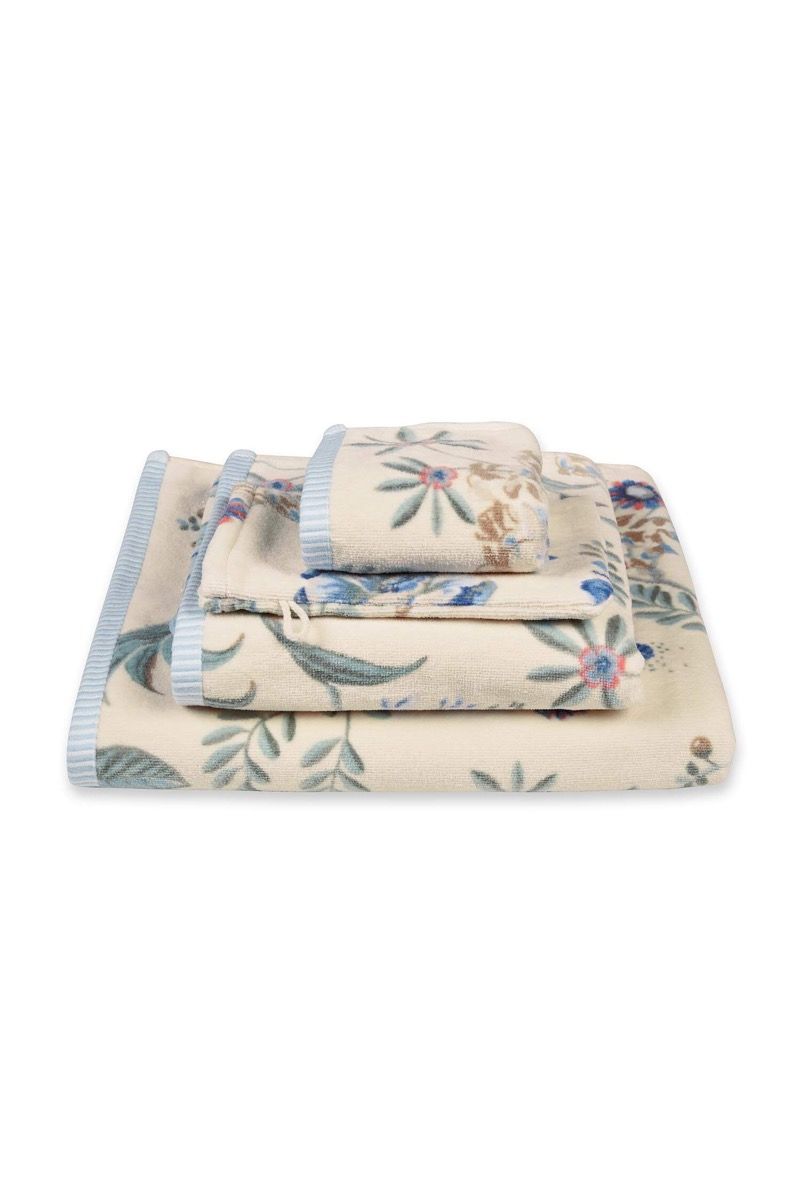 Washcloth Set/3 Secret Garden White/Blue 16x22cm