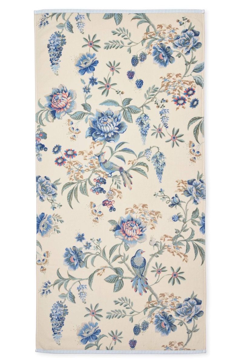 Grande Serviette de Bain Secret Garden Blanc/Bleu 70x140cm