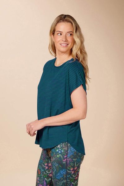 Tatum Top à Manches Courtes Little Sumo Stripe Bleu Vert