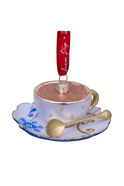 Ornament Glass Tea Cup Blue 4 cm