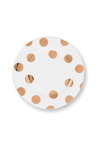 Assiette à Petit Déjeuner Dot Delight Blanc-Or 23cm