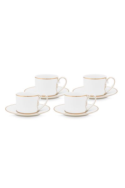 Love Birds Set/4 Espresso Cups & Saucers White