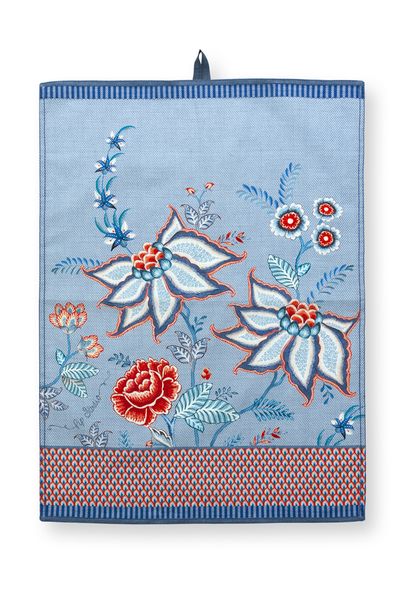 Flower Festival Tea Towel Blue