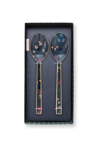 Set/2 Salad Server Enamelled Berry Blues