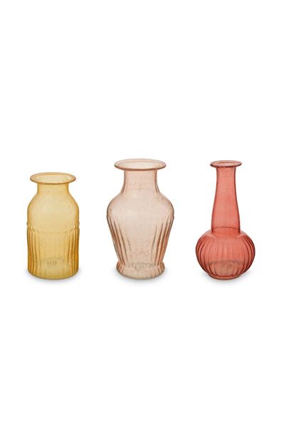 Set/3 Vases Glass Pink S