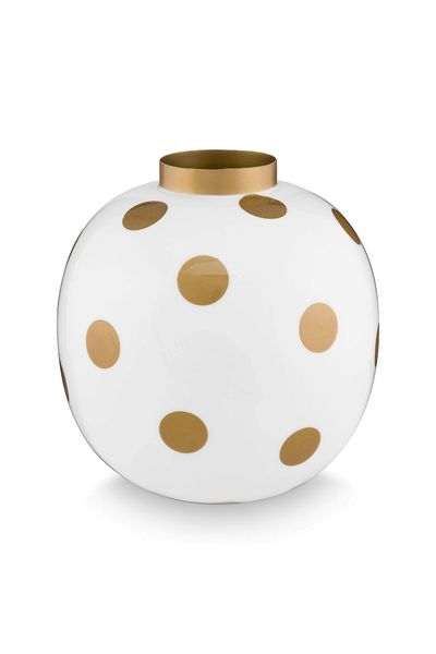 Vase Metal Dots White Gold 23cm