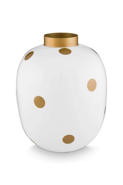 Vase Metal Dots White Gold 32cm