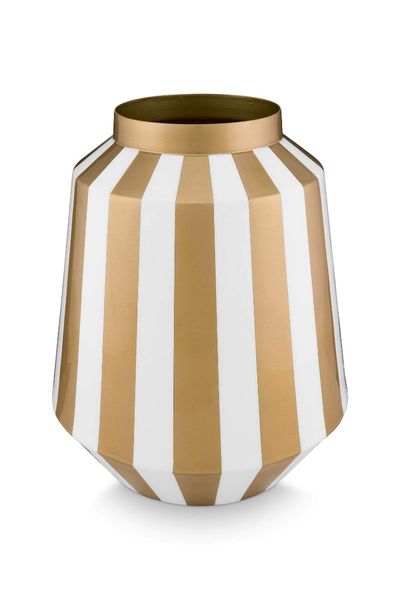 Vase Metal Stripes White Gold 29cm