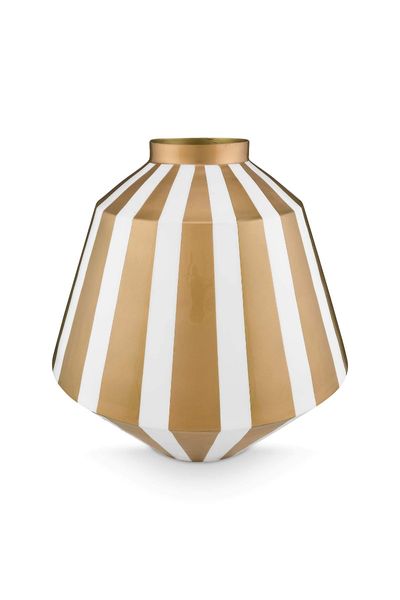 Vase Metal Stripes White Gold 35cm