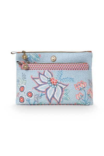 Cosmetic Bag Combi Flower Festival Light Blue/Scallop Red