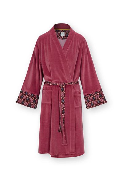 Naomi Kimono Velvet Solid Dunkelrosa