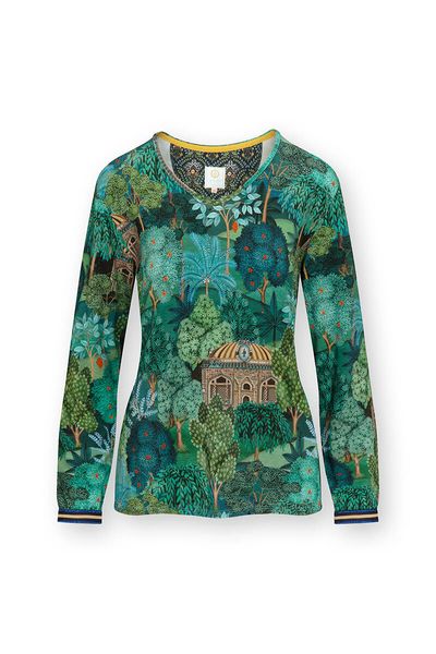 Trice Long Sleeve Top Jardin de Noche Blue