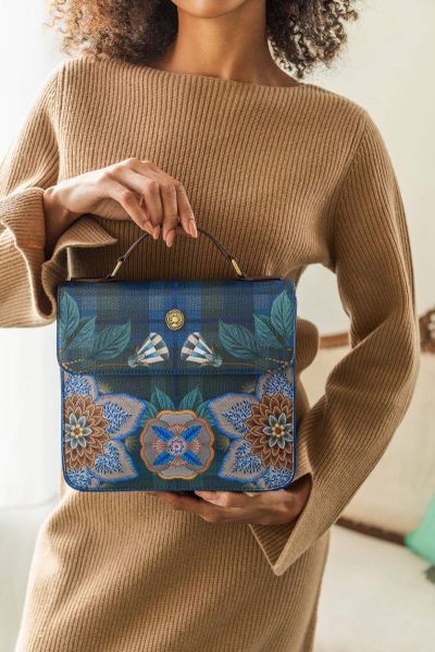 Frances Cross Body Bag Flores Felices Dark Blue