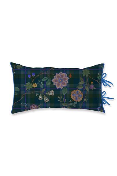 Cushion Rectangle Flores Felices Dark Blue