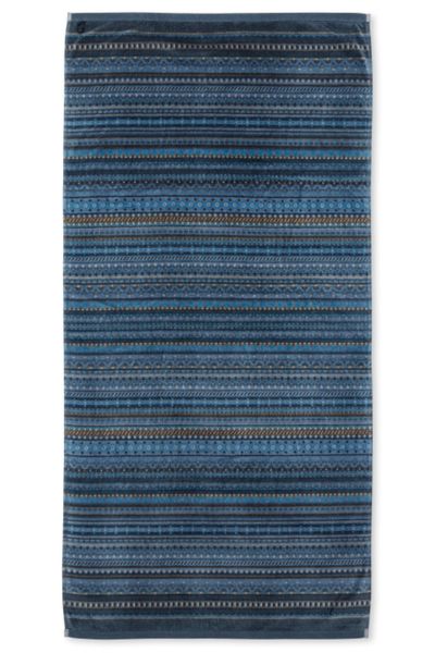 Large Bath Towel Geometric Print Dark Blue 70x140cm