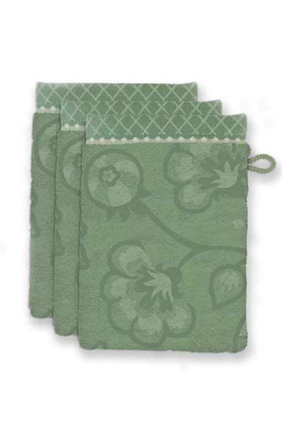 Waschlappen Set/3 Jasmin Jacquard Grün 16x22cm