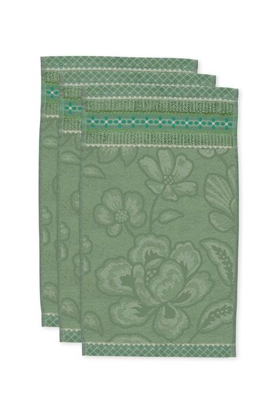 Gastendoek Set/3 Jasmin Jacquard Groen 30x50cm