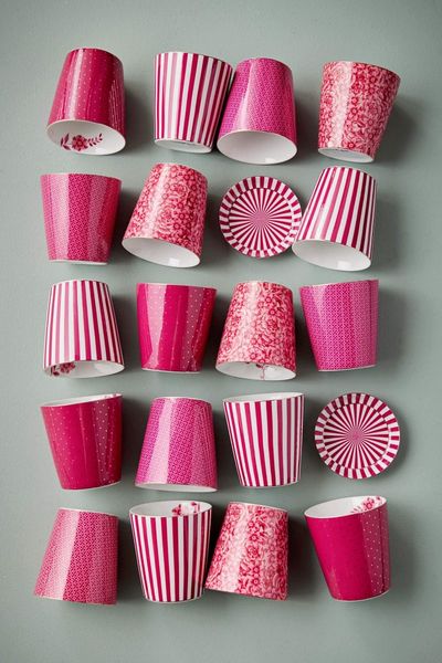 Set/2 Tasses de Petite Taille Points & Conseil de Thé Royal Stripes Rose Foncé