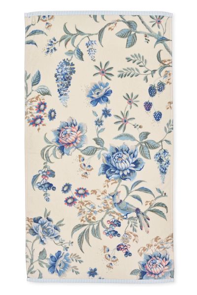 Serviettes de Bain Secret Garden Blanc/Bleu 55x100cm